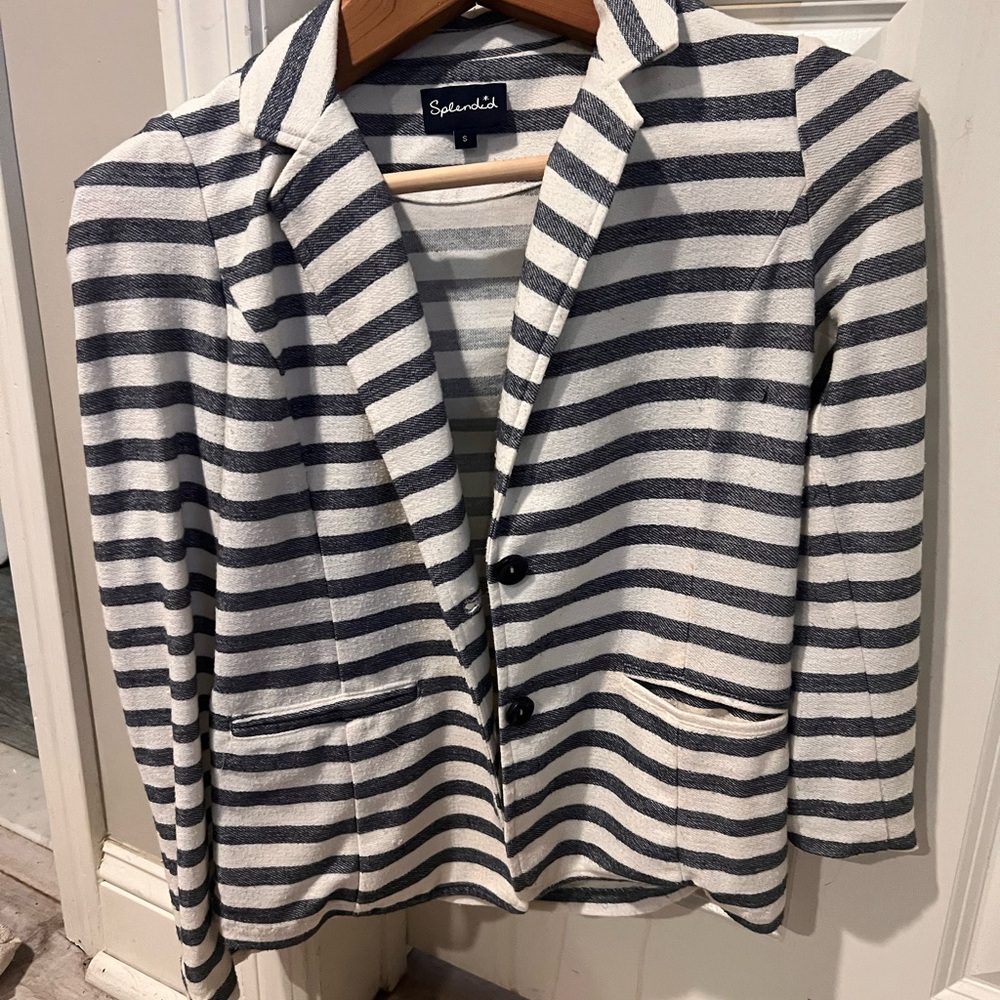 Splendid Women's Striped Blazer - Navy and White